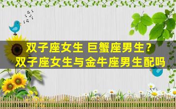 双子座女生 巨蟹座男生？双子座女生与金牛座男生配吗